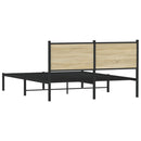 vidaXL sonoma tölgy színű fém ágykeret matrac nélkül 137 x 190 cm