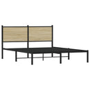 vidaXL sonoma tölgy színű fém ágykeret matrac nélkül 140 x 190 cm