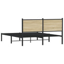 vidaXL sonoma tölgy színű fém ágykeret matrac nélkül 140 x 190 cm