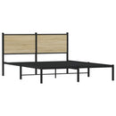 vidaXL sonoma tölgy színű fém ágykeret matrac nélkül 140 x 200 cm