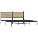 vidaXL sonoma tölgyszínű fém ágykeret matrac nélkül 160 x 200 cm