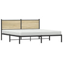 vidaXL sonoma tölgyszínű fém ágykeret matrac nélkül 160 x 200 cm