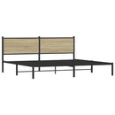 vidaXL sonoma tölgy színű fém ágykeret matrac nélkül 193 x 203 cm