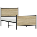 vidaXL sonoma tölgy színű fém ágykeret matrac nélkül 90 x 190 cm