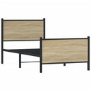 vidaXL sonoma tölgy színű fém ágykeret matrac nélkül 90 x 200 cm