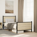 vidaXL sonoma tölgy színű fém ágykeret matrac nélkül 90 x 200 cm