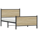 vidaXL sonoma tölgy színű fém ágykeret matrac nélkül 100 x 190 cm