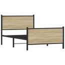 vidaXL sonoma tölgy színű fém ágykeret matrac nélkül 100 x 200 cm