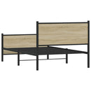 vidaXL sonoma tölgy színű fém ágykeret matrac nélkül 100 x 200 cm