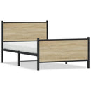 vidaXL sonoma tölgy színű fém ágykeret matrac nélkül 107 x 203 cm
