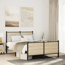 vidaXL sonoma tölgy színű fém ágykeret matrac nélkül 120 x 190 cm