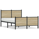 vidaXL sonoma tölgy színű fém ágykeret matrac nélkül 120 x 200 cm