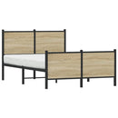 vidaXL sonoma tölgy színű fém ágykeret matrac nélkül 120 x 200 cm