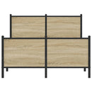vidaXL sonoma tölgy színű fém ágykeret matrac nélkül 120 x 200 cm