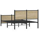 vidaXL sonoma tölgy színű fém ágykeret matrac nélkül 120 x 200 cm