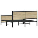 vidaXL sonoma tölgy színű fém ágykeret matrac nélkül 137 x 190 cm