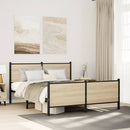 vidaXL sonoma tölgy színű fém ágykeret matrac nélkül 137 x 190 cm
