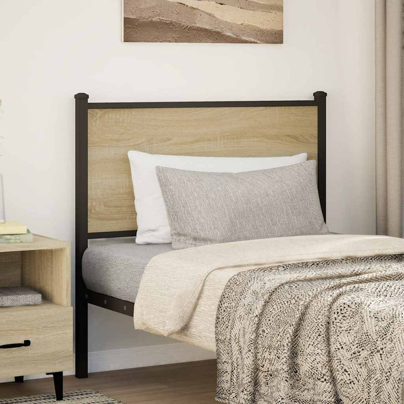 vidaXL sonoma tölgy színű szerelt fa és acél fejtámla 90 cm