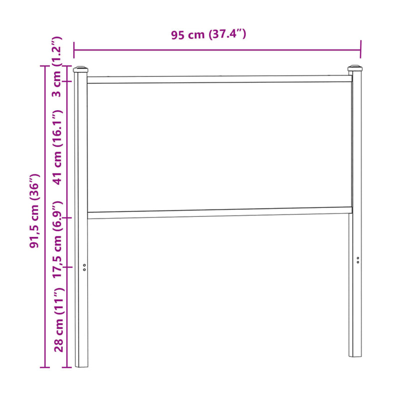 vidaXL sonoma tölgy színű szerelt fa és acél fejtámla 90 cm