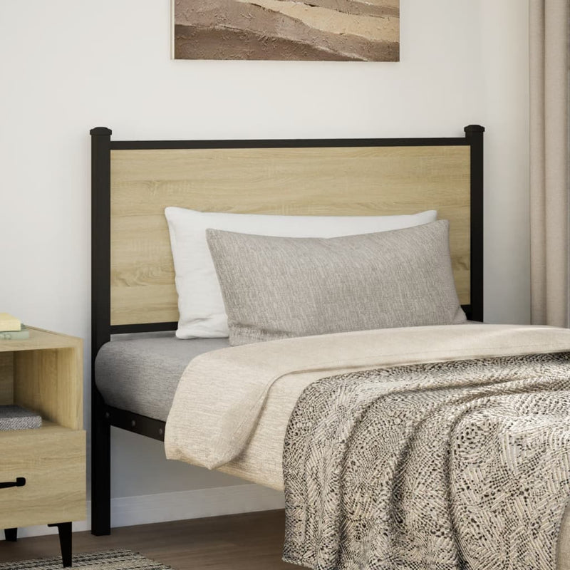 vidaXL sonoma tölgy színű szerelt fa és acél fejtámla 107 cm