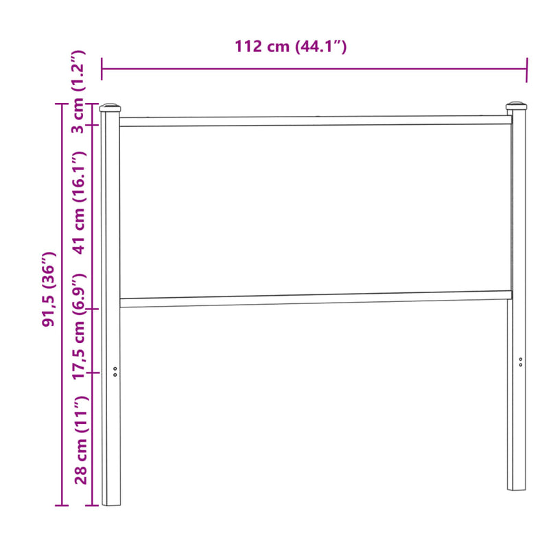 vidaXL sonoma tölgy színű szerelt fa és acél fejtámla 107 cm