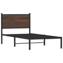 vidaXL barna tölgy színű fém ágykeret matrac nélkül 75 x 190 cm
