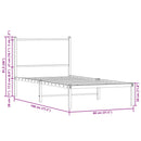 vidaXL barna tölgy színű fém ágykeret matrac nélkül 75 x 190 cm