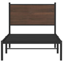 vidaXL barna tölgy színű fém ágykeret matrac nélkül 90 x 190 cm
