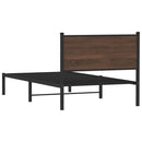 vidaXL barna tölgy színű fém ágykeret matrac nélkül 107 x 203 cm