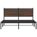 vidaXL barna tölgy színű fém ágykeret matrac nélkül 137 x 190 cm