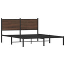 vidaXL barna tölgy színű fém ágykeret matrac nélkül 150 x 200 cm