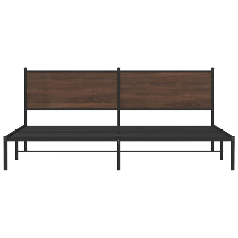 vidaXL barna tölgy színű fém ágykeret matrac nélkül 193 x 203 cm