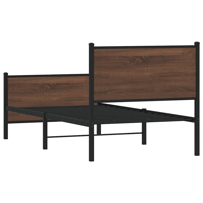 vidaXL barna tölgy színű fém ágykeret matrac nélkül 80 x 200 cm
