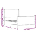 vidaXL barna tölgy színű fém ágykeret matrac nélkül 80 x 200 cm