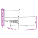 vidaXL barna tölgy színű fém ágykeret matrac nélkül 90 x 190 cm