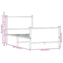 vidaXL barna tölgy színű fém ágykeret matrac nélkül 90 x 200 cm