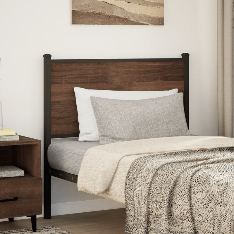 vidaXL barna tölgy színű szerelt fa és acél fejtámla 80 cm
