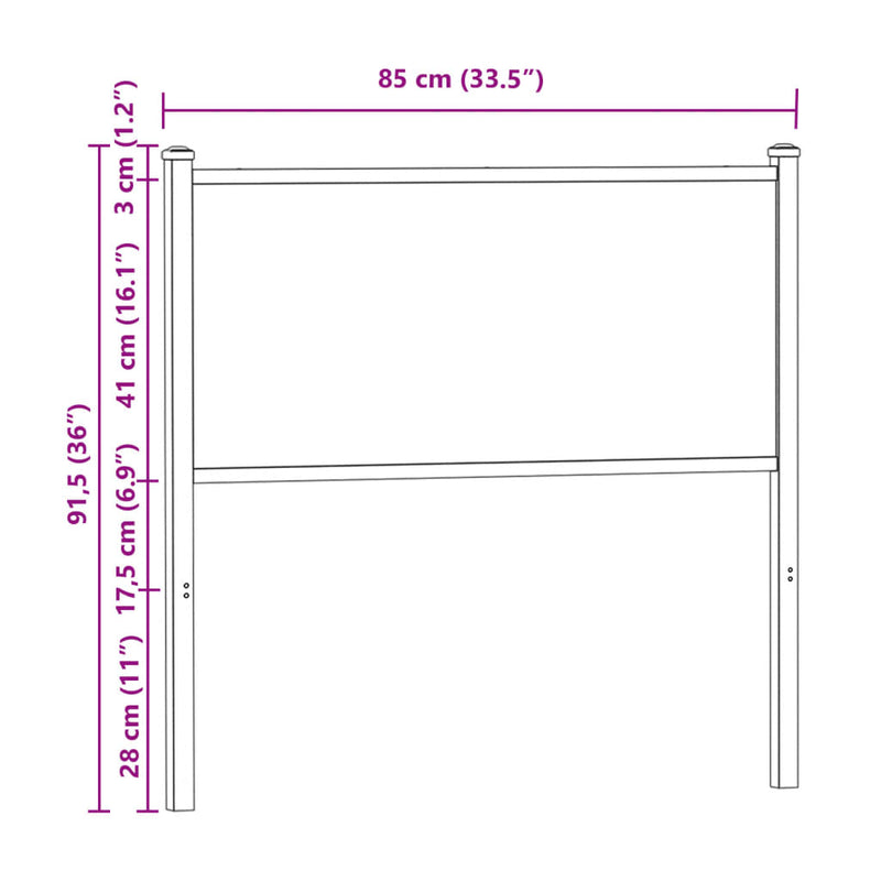vidaXL barna tölgy színű szerelt fa és acél fejtámla 80 cm