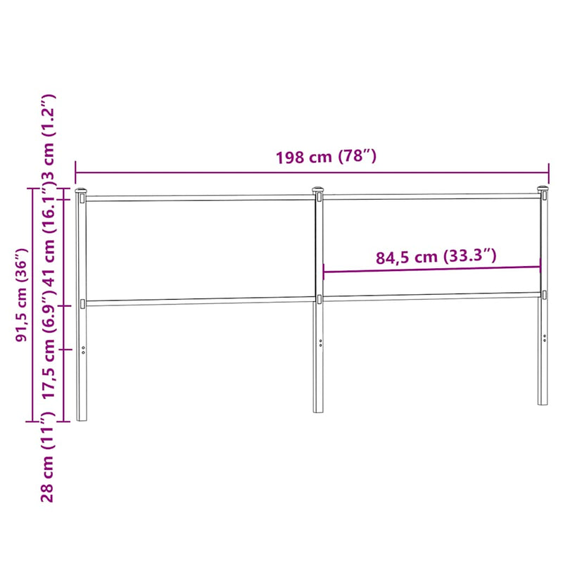 vidaXL barna tölgy színű szerelt fa és acél fejtámla 190 cm