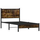 vidaXL füstös tölgy színű fém ágykeret matrac nélkül 90 x 190 cm