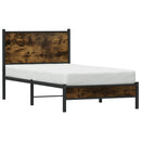 vidaXL füstös tölgy színű fém ágykeret matrac nélkül 90 x 190 cm