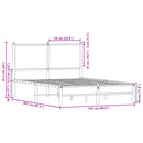 vidaXL füstös tölgy színű fém ágykeret matrac nélkül 120 x 200 cm