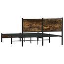 vidaXL füstös tölgy színű fém ágykeret matrac nélkül 137 x 190 cm