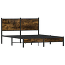 vidaXL füstös tölgy színű fém ágykeret matrac nélkül 140 x 200 cm