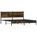 vidaXL füstös tölgy színű fém ágykeret matrac nélkül 160 x 200 cm