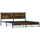 vidaXL füstös tölgy színű fém ágykeret matrac nélkül 160 x 200 cm