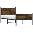 vidaXL füstös tölgy színű fém ágykeret matrac nélkül 90 x 190 cm