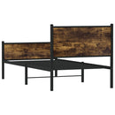 vidaXL füstös tölgy színű fém ágykeret matrac nélkül 90 x 190 cm