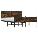 vidaXL füstös tölgy színű fém ágykeret matrac nélkül 137 x 190 cm