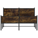 vidaXL füstös tölgy színű fém ágykeret matrac nélkül 137 x 190 cm